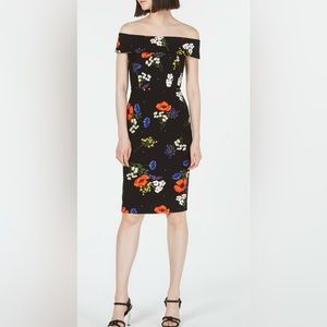 Calvin Klein Floral-Printed Off-The-Shoulder Dress Size 6